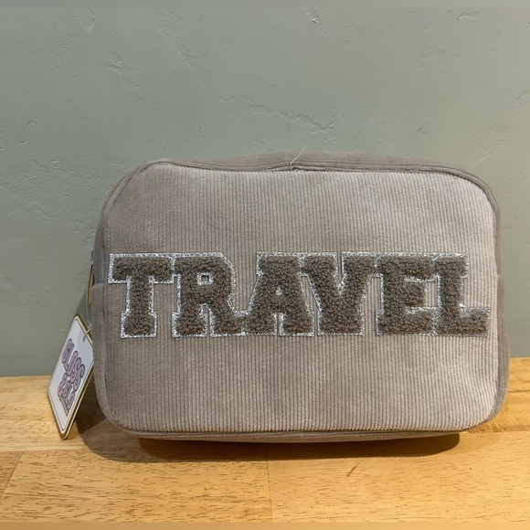 Gloss & Glo Handbags - NWTS Gloss & Glo Tan Corduroy Travel Cosmetic Pouch.